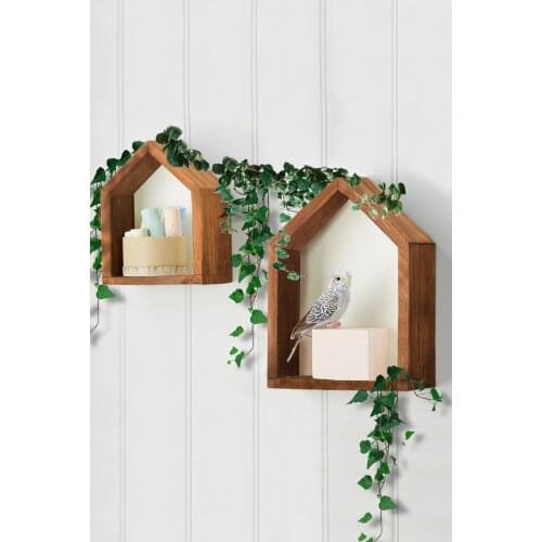 Wooden Rack 2 Pcs House-Shaped Handmade Wall Mounted Shelves Home Decorative Organizer Livingroom Boxes Kids Child Room Storage