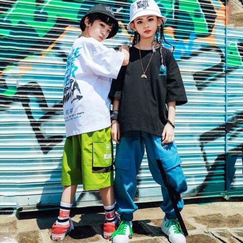 Kids Short Sleeve Tops Casual Pants For Girl Hip Hop Clothing Dance Clothes Ballroom Dancing Costume Jazz Street Wear DQS4442