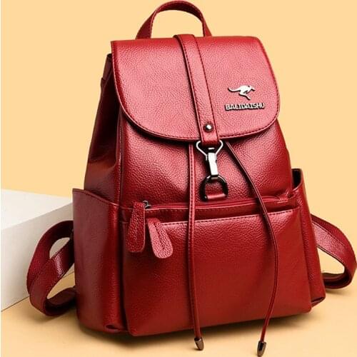 Designer High Quality Leather Backpack Women Large Capacity Travel Backpack Leisure Shoulder Bags School Bags for Teenage Girls