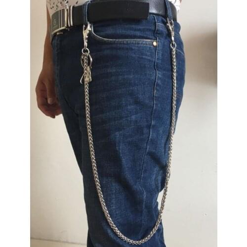 28" Fashion keychain Silver Metal Long Wallet Chains KeyChain Strong Thick Biker Jeans Chain Hip Hop -76cm