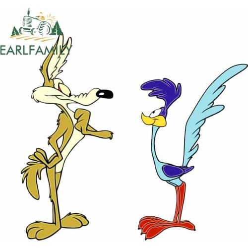 EARLFAMILY 13cm x 12cm for Wile E. Coyote and The Road Runner Car Truck Decal Bumper Window Waterproof Scratch-proof Sticker