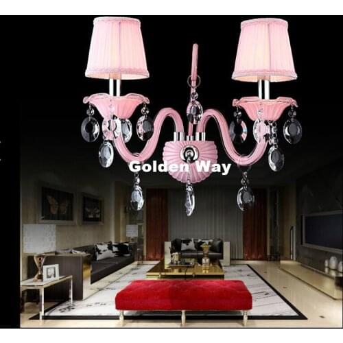 European Pinky Color Crystal Design Wall Lamp K9 Crystal Wall Lamps Bedroom Headboard Bedside Lamp Wall Sconce Light Fixture