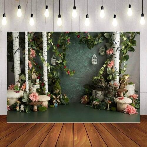 Mehofond Photography Background Enchanted Flower Forest Mushrooms and Fairy Children Kids Birthday Party Backdrop Photo Studio