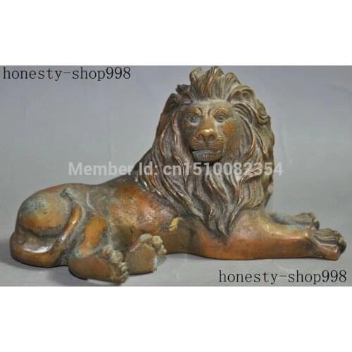 Chinese folk fengshui bronze copper evil foo fu dog lion animal beast statue