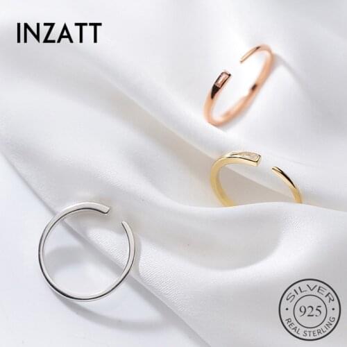 INZATT Real 925 Sterling Silver Zircon Adjustable Ring For Fashion Women Party Fine Jewelry Minimalist Hiphop Accessories Gift