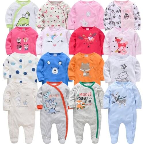 2020 newborn Baby Girl Rompers 3/4 pcs Full Sleeve Overalls roupa de bebe menino Cotton Clothes Cartoon Design Jumpsuit