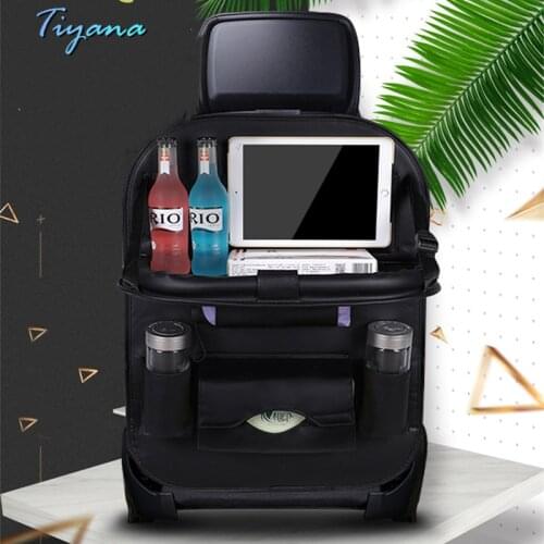 Leather Car Seat Back Buckle Hanging Storage Bag Car Interior Decoration Foldable Dining Table Storage Bag Pallet Bearing 30KG 5