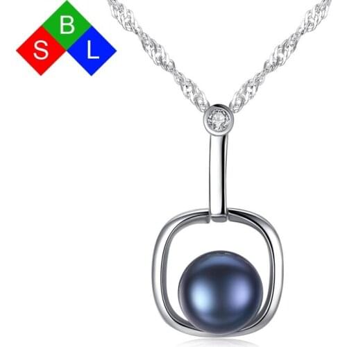 Red Trees Brand Design New Style 18 inch 925 Silver Chain Freshwater Black Pearl Necklace For Women / Wife Anniversary Gift