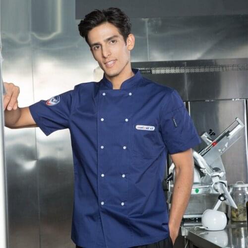2018 Summer Chef Jacket Short-sleeve Chef Uniform Mens Hotel Working Wear Restaurant Work Clothes Uniform Jackets B-6545