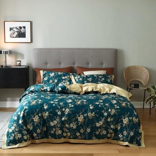 Multi Color Cherry Blossom Flowers Tree Botanic Bedding Luxury Soft Egyptian Cotton Duvet Cover Bed Sheet Pillowcases Farmhouse