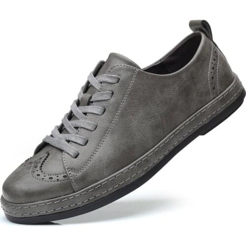 Autumn retro trend mens casual shoes lace up mens shoes car stitching soft sole leather shoes mens lacoste homme H648