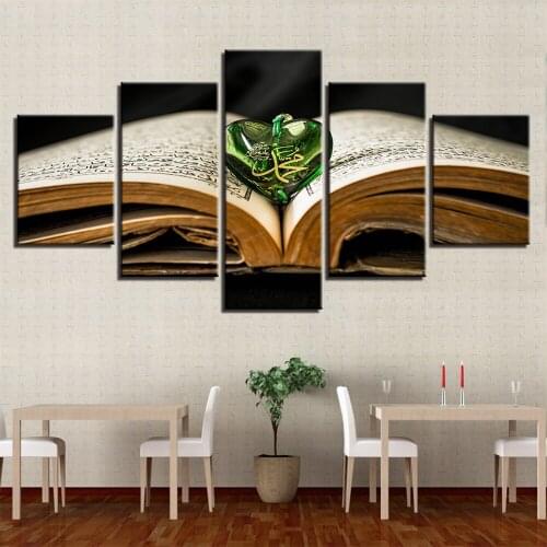 5 Pieces Wall Art Canvas Painting Holy Book Allah QurAn Pendant Poste Modern Pictures Modular Home For Living Room Decoration
