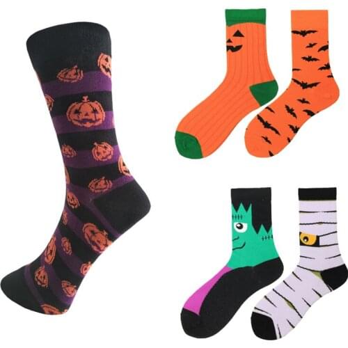 1Pair Bats Funny Pumpkin Cartoon Socks For Men Women Ankle Socks Halloween Cosplay Cotton Crew Socks Spring Autumn Casual Socks