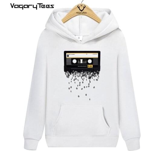 Newest 2021 Funny Retro cassettes Printed Fashion Brand Hoodies Mens Creative 80s Music The death of the cassette tape