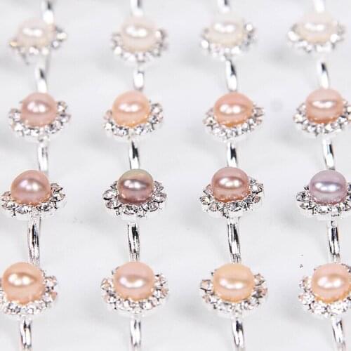 Wholesale 100pcs/lot Real Freshwater Pearl Ring Adjustable Finger Ring Free Size Ring Jewelry Nice Gift