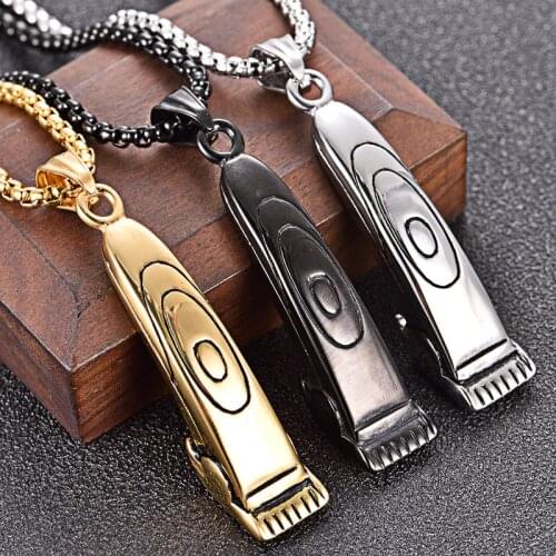 Hip Hop Necklace For Men Barber Shaver Haircut Necklaces Hair Dresser Tool Razor Pendant Punk Style Jewelry