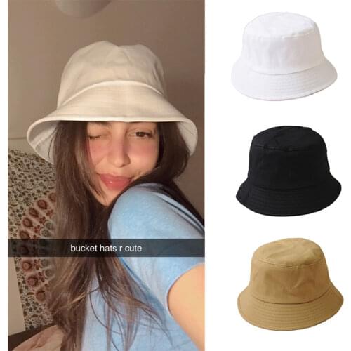 Black White Bucket Hat Unisex Cotton Fisherman Hat Summer Sunscreen Panama Cap Women Men Outdoor Beach Sun Hats