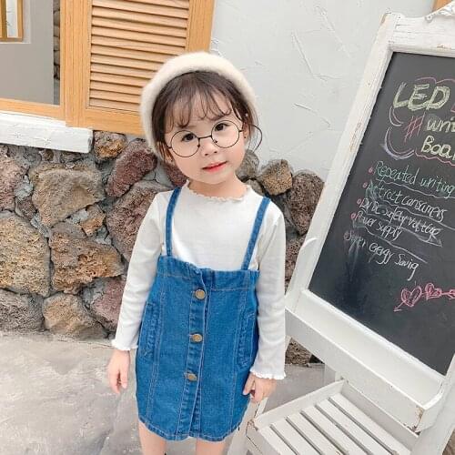 Baby Girl Suspender Dress 2019 Autumn Fashion New Toddler Girl Cute Denim Dress Kids Strap Dresses Toddler Single-breasted Dress