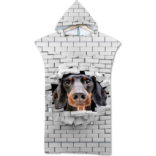 3D Print Hooded Beach Towel Microfiber Animal Tiger Changing Bath Robe Surf Poncho Towel for Swimming Beach Soft Adults Bathrobe