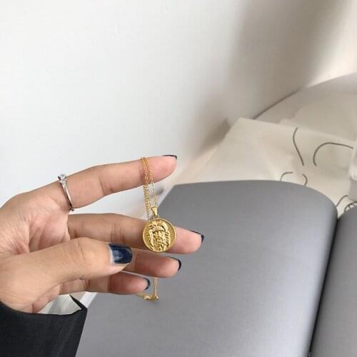 Chic Authentic 925 Sterling silver old man portrait Coin Pendants choker necklace Jewelry charm TLX827