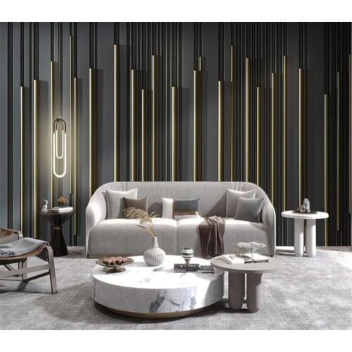 Beibehang Custom wallpaper modern minimalist 3D light luxury high-end fashion solid wood grille bedroom sofa background wall