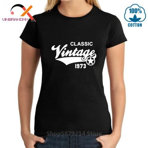 Retro 1973 Tee shirt Classic Vintage 1973 T-Shirt woman Cotton Plus Size T Shirt Mujer Casual Summer Fashion Short Sleeve Tshirt