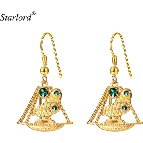 Lakatoi Dangle Earrings Gold Color Crab Claw Sail Neckalce Papua New Guinea/Australia/Indian Jewelry Lakatoi Earrings E2899K