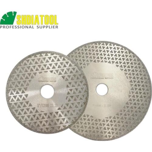 SHDIATOOL 2pcs Both side coated diamond bladetile Electroplated diamond cutting & grinding disc (7"+5") Bore 22.23