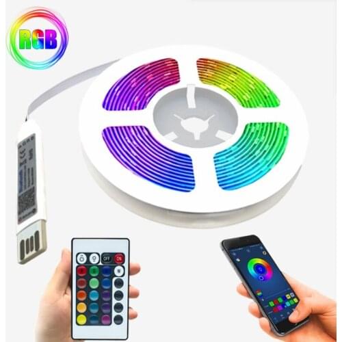 RGB 5050 Led Strips Light DC5V USB Cable Ribbon Lighting Bluetooth Model IR Remote Controller Decoration Bedroom Luminous Lamp