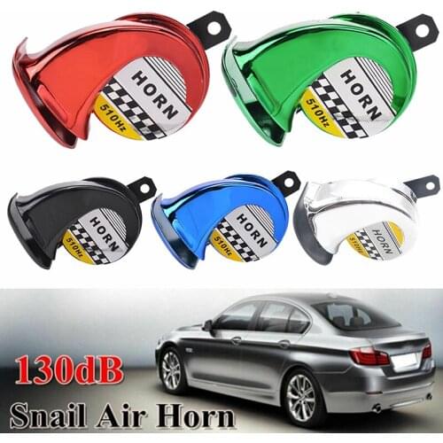 Universal 12V 130db Motorcycle Snail Air Horn Siren Super Loud for Car Truck Motorbike Waterproof Multi-tone & Claxon Horns
