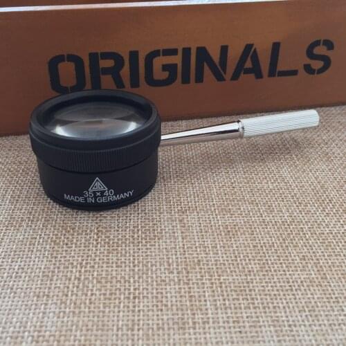 35X 38mm Magnifying Jeweler Loupe Zoom Glasses Hand Held Low Vision Pocket Portable Magnifier Fresnel Lens With Metal Handle