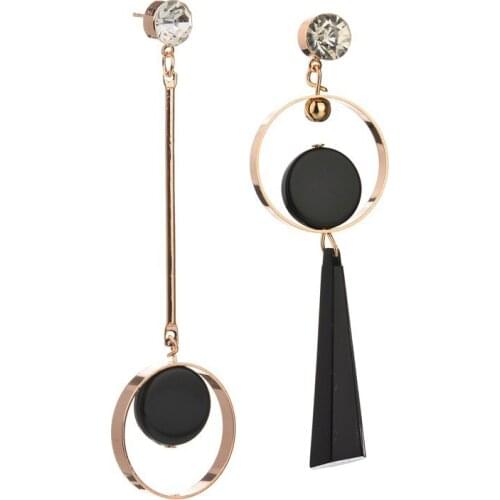2019 Korean Fashion Geometric Long Asymmetry Earring Rhinestone Circle Ear Stud New Acrylic Big Earrings Bijoux Brincos