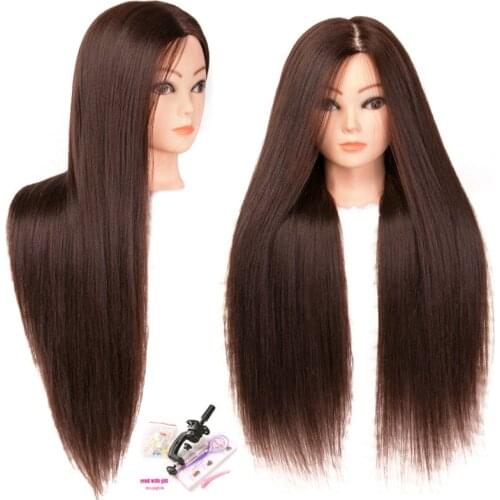 Head Dolls for Hairdressers 65 cm Hair Synthetic Mannequin Head Hairstyles Female Mannequin Hairdressing Styling Training Head