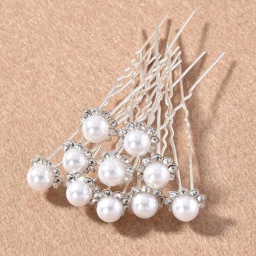 10Pics/Lot Women Pearls Bride Hairpins Handmade Sticks Wedding Hair Accessories Bridal Tiaras bijoux de tete mariage Headdress