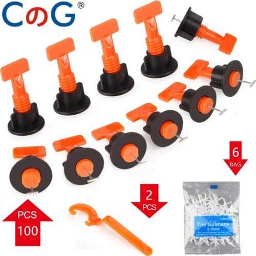 100pcs/ set Levelers Needbles Wrench Tile Spacer Cross Plastic 2mm Ceramic Tile Leveling System Leveler Locator Spacers Plier