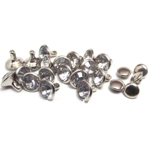 1000 Sets - 7mm Diamond Rhinestone Crystal Rivet Studs