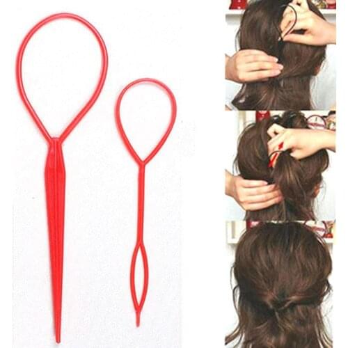 2PCS New Fahion Hair Styling Tools Hair Accessories Hair Pin Disk For Women Girls Tail Clip DIY Ponytail Holder Plastic Loop