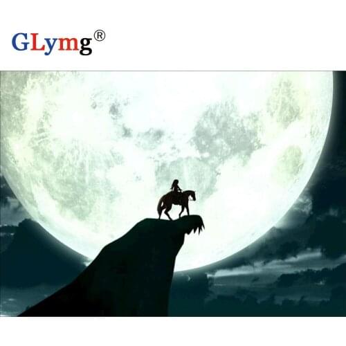 5d Diy Diamond Painting Full Drill Cross Stitch Moon Riding Landscape Diamond Embroidery Mosaic Gift Home Decor