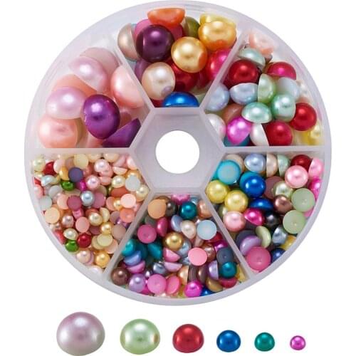 690pcs/box ABS Plastic Imitation Pearl Dome Cabochons Half Round Flat Back Beads Handmade DIY Jewelry Making Findings 4~12x2~6mm