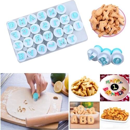 Alphabet Numbers 3d Cookie Cutters Fondant Cake Mold DIY Biscuit Stamp Impress Letter Embosser Cutter Kids Holiday Celebration