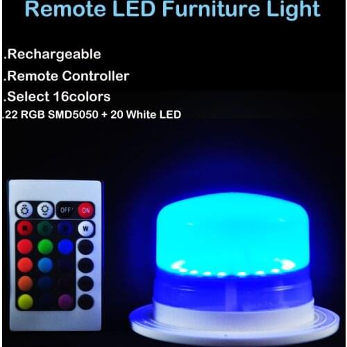 1pc Wireless Remote LED under Table lights with IR remote+adapter for Furniture Lighting for garden wedding party decoration