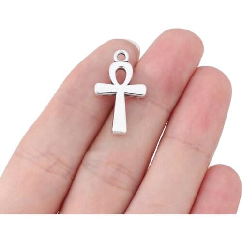 20pcs Ankh Egyptian Cross Charms Beads Double Sided for Necklace Bracelet Jewelry Making Findings 22x13mm Pendants Accessories