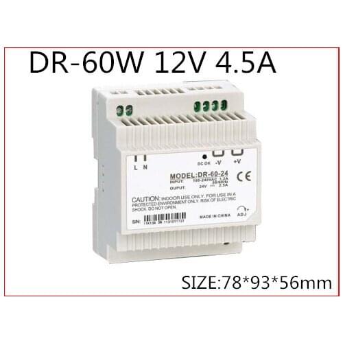 DR-60-12 Din Rail Switching power supply 60W 12VDC 4.5A Output Free Shipping