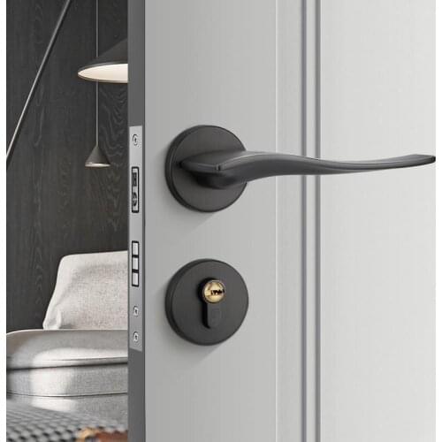 Starlight Grey Door Lock Luxury European American Modern Light Solid Wood Interior Door Lock Bedroom Split Handle Knob