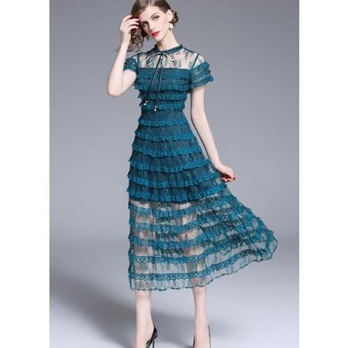 HQC Pie Green Summer Dresses