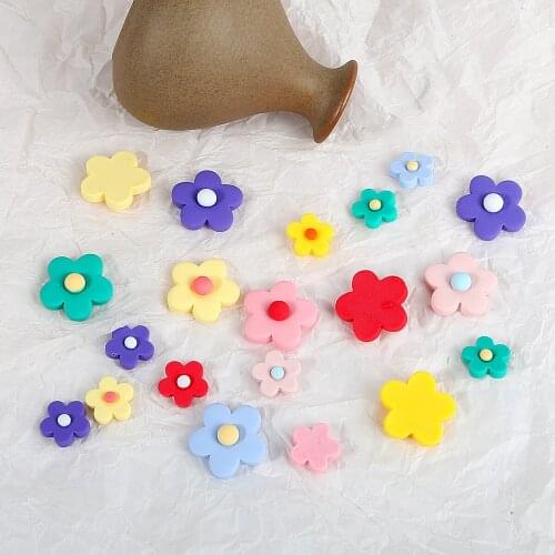 Mixed Color Flower Resin Flower Beads Flatback Cabochon Embellishment For DIY Jewelry Craft Scrapbook Decoration 10pcs 16/25mm