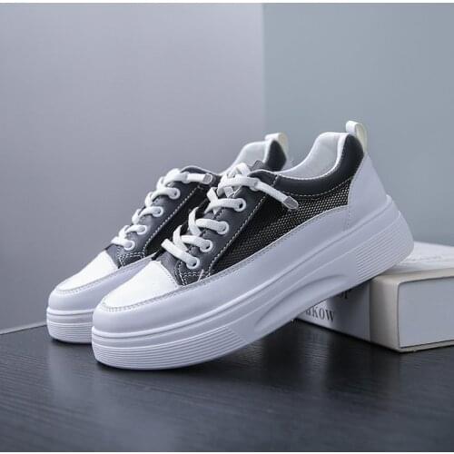 New Sneakers 2021 Spring Mesh Breathable Vulcanized Fashion Comfortable Lace-Up White Casual