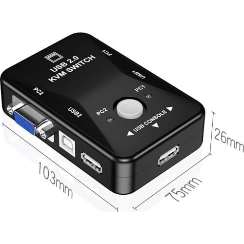 KVM switch 2 in 1 out manual VGA switch 2 in 1 out USB switch with keyboard and mouse
