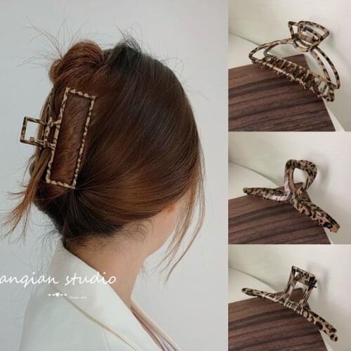 Fashion Leopard Transparent Big Size Women Girls Headwear Hair Claws Arcylic Korean Style Elegant Hair Clip Hair Accessories