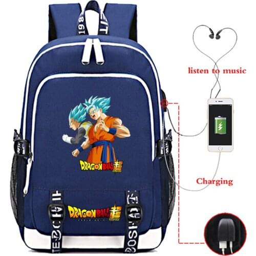 Fashion Son Goku USB Charge Bags Students Book Bag Boys Girls School book bag Mochila Mens Womens backpack Teens Laptop bag